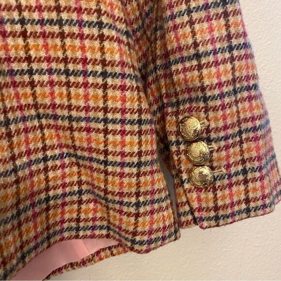 Talbots CLASSIC SHETLAND BLAZER APPLE PLAID gold buttons wool blend 6 - Picture 5 of 11